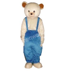 Hot Sales Blue Pants bear Mascot Costume Simulation Cartoon Character Outfits Suit Adults Outfit Christmas Carnival Fancy Dress for Men Women