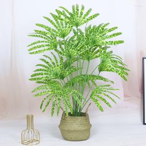 Decorative Flowers Artificial Tropical Green Plants Fake Banyan Tree Branches Simulation Palm Plastic Banana Leaf Landscaping Home House