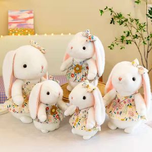 Easter New Rabbit Plush Doll Plush Toy Cute Flower Print Dress Little Rabbit Scratch Machine Doll Doll Gift