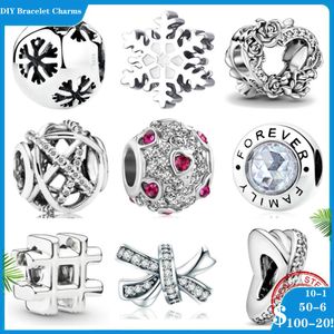 925 SIVER BEADS CHARMS PARA PANDORA CHARM BRACELETS Designer para Women Snowflake Flor do arco de arco prata 925 Charm