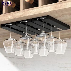 Storage Holders Racks Kitchen Accessories Wall Mount Wine Glasses Holder Stemware Classification Hanging Glass Cup Rack Punch free Cupboard Organizer 230327
