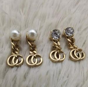 Brincos pendentes de diamante de pérola fashion aretes para festa de noivado de casamento de mulheres, joias de presente com caixa