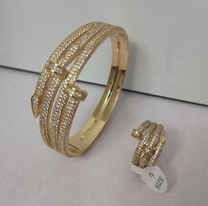 Bracciale rigido per unghie con polsino in argento dorato di fascia alta, bracciale tennis, diamanti, designer per donna, uomo, coppia, stilista, festa di nozze, Ringraziamento, regali di San Valentino