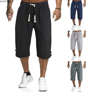 Men's Shorts Men's Shorts Summer Breeches 2021 Thin Cotton And Linen Trousers Male Bermuda Board Beach Black Men's Long Casual Shorts W0327