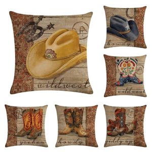 Cuscino/Decorativo American Western Denim Cover Lino Cotone Throw Case Decorativo per la casa Divano