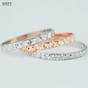 Bandringe % Echte echte reine solide 925 Sterling Silber Ringe für Frauen Schmuck Rose Gold weiblichen runden Kreis Fingerring G230327