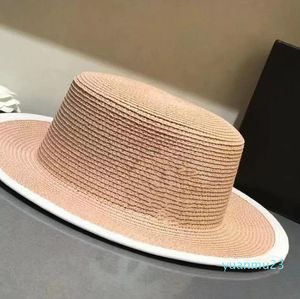 Summer Straw Hats Sun Beach Ladies Fashion Flat Brom Bowknot Panama Lady Casual Sun Hat For Women 011 Letter