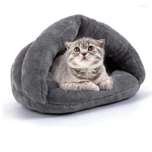 Kedi Yatak Kediler için Evcil Yatak Köpekleri Yumuşak Nest Kennel Mağara Evi Uyku Bulma Mat Pad Çadır Evcil Hayvanlar Kış Sıcak Rahat 45x45cm