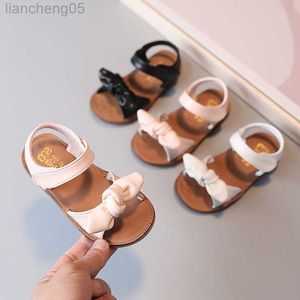 Sandaler flickor sandaler sommar söt båge fast färg baby flicka skor platt klackar barn prinsessor skor shz009 w0327