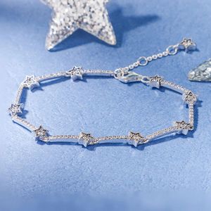 925 Sterling Silver Celestial Stars Armband med tydliga CZ -smycken Europeiska Pandora Style Armbandsmycken