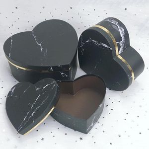 Present Wrap 3st/Set Boutique Flower Box Marble Heart Heart-Shaped Valentine's Day Case Birthday Package