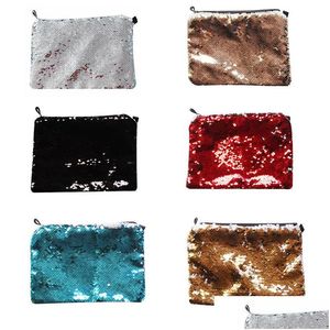 Sublimationsrohlinge Blanko-Kosmetiktaschen Dazzle Color Bedruckte Pailletten-Make-up-Tasche Reißverschluss-Paillettenbeutel Shiny Glitte Dhrbm