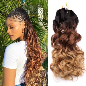 Synthetic French Curls Crochet Braids Pre-stretched High-Temperature Loose Wave Curly Braiding Hair Extensions