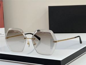 Nya modedesign Square Solglasögon 71181 Metal Rimless Frame Hexagonal Cut Lenses Enkel och populär stil Versatil utomhus UV400 -skyddsglasögon