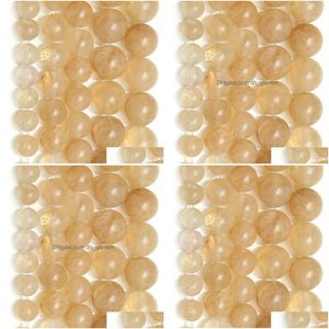 Pietra 8Mm Naturale Liscio Quarzo Citrino Branelli Allentati 15 Filo 4 6 8 10 12 14Mm Scegli la Dimensione Per Fare Gioielli Drop Delivery 202 Dhzn3