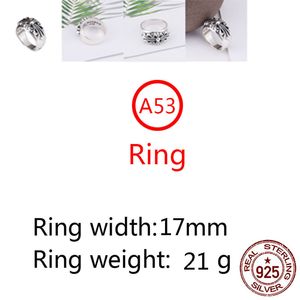 A53 S925 Sterling Silver Ring Fashion Retro Cross Flower Lettern