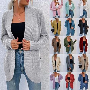 Kvinnors stickor Kvinnor Casure Cardigan Autumn Winter Kvinnlig långärmad öppen söm svart tröja Femme Löst stickad kappa mode Afrika