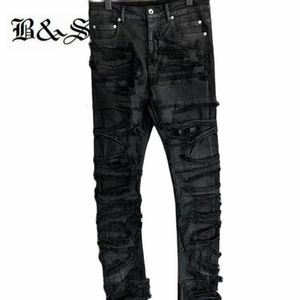 Mens Jeans Black Street High Street Hip Hop Cera Canvas Break Hole Handmade Retro 230327