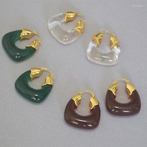 Orecchini a bottone Raylove Resina semitrasparente a forma di U Placcato in oro Generoso Cool Female