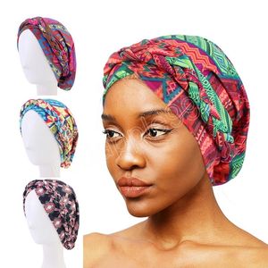 Afrikanische Muster Braid Turban Muslim Frauen Dehnen Hijab Headwrap Beanies Islamic Hat Party Kopfbedeckung Krebs Haarausfall Chemotappe