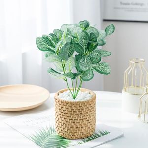 Flores decorativas Plantas verdes artificiais Decorações de Natal por atacado Vasos para casamentos em casa Eucalipto folhas DIY Mesa de escritório DIY