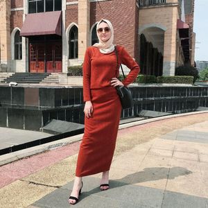 Ethnic Clothing Long Skirt Women 2-Piece Set Top And Dubai Abaya Skirts Muslim Suits Kaftan Turkish Islamic Tracksuit Sets Spring 2023