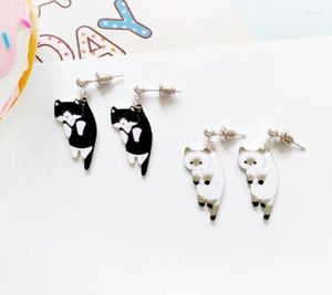 Stud Earrings Pair 2023 Fashion Cute Cat White Black Hang Enamel Kitty Piercing Ear Women Girls JewelryStud Effi225662785