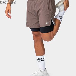 Men's Shorts The New Summer Casual Men Outdoor Basketball Movement Built-in Pockets Shorts 2 in 1 High Elastic Gyms Fitness Exercise Pants W0327