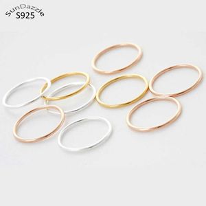 Band Rings Genuine Real Pure Solid 925 Sterling Silver Rings for Women Jewelry Gold Blank Round Female Finger Ring Party Bague China Size G230327