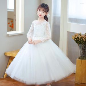 Girl Dresses Teens Girls Princess Lace Tulle Dress For Elder Children Rustic Hallow Out Long Flowers Clothing Sweet Wedding Vestido