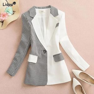 Abiti da donna Blazer Skinny Patchwork Grata Blazer Tasche sottili Bottoni classici dentellati Abbigliamento da donna Creativo Autunno Inverno Office Lady 230327