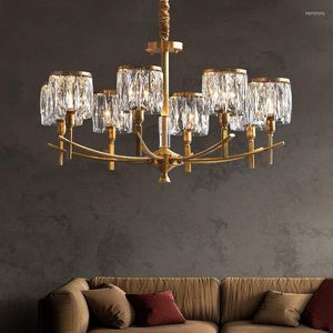 Żyrandole kryształowy żyrandol sufit lampa wisiorka nowoczesna złota miedziana wiszące światło do salonu Sypialnia Loft luksus