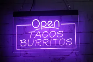 TR3505 LED Strip Lights Sign Open Tacos Burritos Bar Pub Restaurant 3D Engroving Design Wholesale Retail