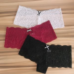 Women's Panties 3 Pieces Ladies Lace Panties Sexy Underwear Women Boyshort Underpants Female Lingerie See Through Culotte Femme Intimates Pantys 230327