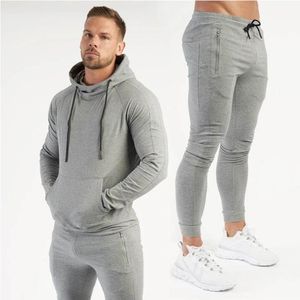 Primavera autunno nuovo cotone moda abiti da uomo streetwear pullover casual felpa con cappuccio top tasche con cerniera pantaloni da uomo slim fit