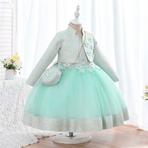 Girl's Dresses Outong 3pcs Spanish Style Dress Cotton Lining Jaquard Fabric Girls Kids Fashion Clothes Children Dresses Mandarain Collar Coat