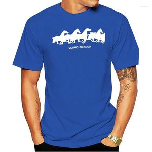 Erkek Tişörtleri T-Shirt Saguaro Lake Ranch Vintage 90s Atlar ABD'de Yapılan Atlar Boyut Boyu Büyük Uzun
