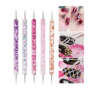 Nail Art Dotting Pen UV Gel Painting Acrylic Handle Rhinestones CrystalBrush Salon Decoration Manicure Tools Kit