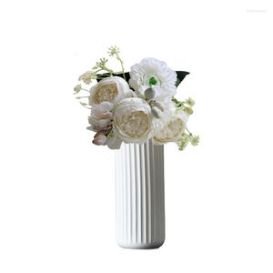 Dekorativa blommor Peony Artificial 5 Heads Wedding Fake Floral Arrangement Faux Flower Centerpieces For Table Home