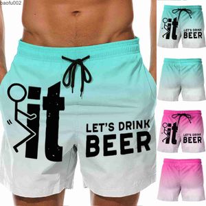 Men's Shorts Men's beach pants Dissolving Swim Trunks Slim Swimming Shorts Printing Pockets Quick Dry Loose Beachwear Sports Gradient Pants W0327