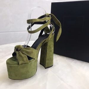 Scarpe classiche da donna con suola spessa e tacco alto Designer Style Cross Tie Bow Tacco super alto Suola in vera pelle Sandali romani sexy 35-41 Con scatola