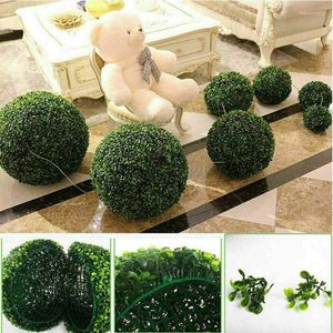 Dekorativa blommor 12-40 cm Artificiella gräs topiary bollar hängande boll för bröllopsfest diy el hem gård trädgård dekoration