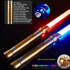 LED Rave Toy RGB Lightsaber Metal Hilt for Heavy Dueling 7 Color Change Cosplay Props Foc Blaster Laser 78cm Sword Sword Toys Y2303