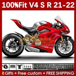 Fairings للدراجات النارية Fairings for Ducati Street Fighter Panigale v 4 V4 S R V4S V4R 2018-2022 Bodywork 167no.32 V4-S V4-R 21 22 V-4S V-4R 2021 2022 حقن صب الجسم الأحمر الفضي