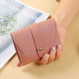 Wallets 2022 New Belt Pu Leather Wallet For Women Fashion Solid Short Clutch Wallet Large Capacity Ladies Coin Purse Small Card Holder G230327