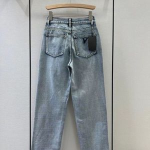 Jeans da donna firmati pantaloni paracadute di lusso moda piccola fragranza pantaloni casual dritti sottili ricamati