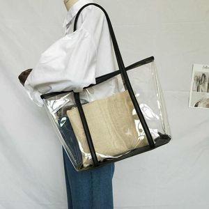 Beach Bags Transparent Jelly Bag for Women 2023 New Fashion Summer Plastic One Shoulder Mother and Son Beach Linen Tray Large 230327