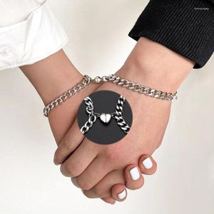 Bracelets de charme 2pcs/conjunto ímã Casal Atração Coração Pulseira