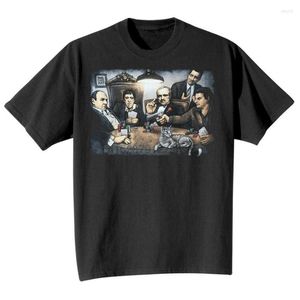 Men's T Shirts Get Down Art Men Gangsters Playing Poker T-Shirt -Scarface Godfather Black Tee Gift Funny Shirt