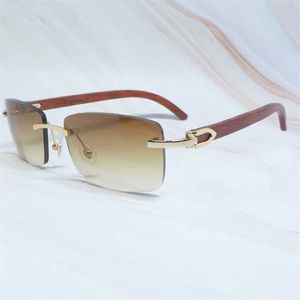 Luxury Designer High Quality Sunglasses 20% Off Mens Rimless Wooden Fashion Summer Shades Color Craved Wood Sunglass for Women Gafas